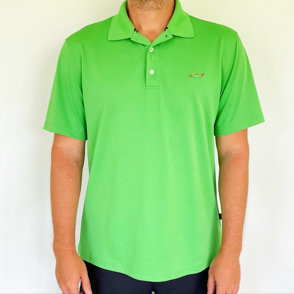 Greg Norman for Tasso Ella Five Iron green golf polo shirt size large